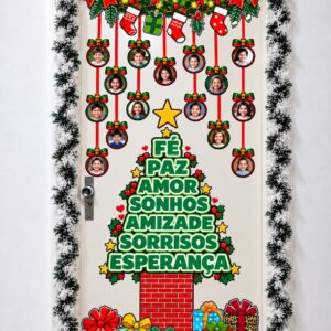 Painel de porta natalino com fotos