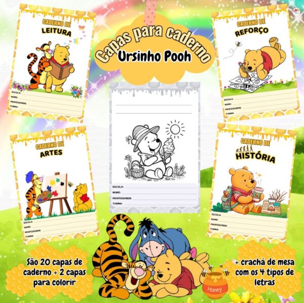 Capas para Caderno Ursinho Pooh 🍯🐝🧸