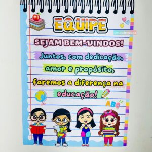 Painel e cartão de boas vindas para equipe pedagógica