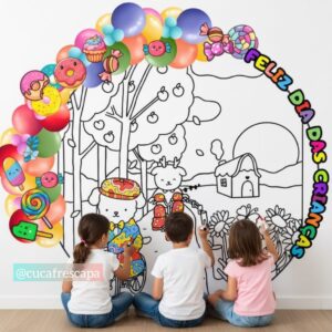 Painel para colorir dia das crianças