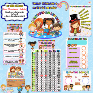 Kit Sala Crianças e materiais escolares
