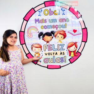 Painel redondo volta as aulas + lembrancinhas