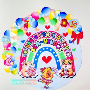 painel redondo boas vindas capivaras