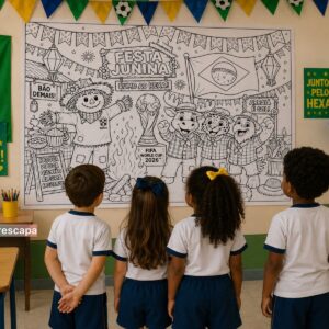 painel para colorir festa junina e copa do mundo