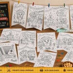 Bandeirinhas Festa junina para colorir
