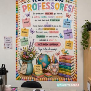Painel e cartão dia dos professores