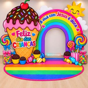 🌈🍭 PAINEL DIA DAS CRIANÇAS — A VIDA COM JESUS É DOCE! 🍭🌈