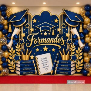 🎓✨ PAINEL DE FORMATURA — AZUL & DOURADO✨🎓