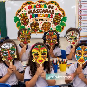 🎨🌍 OFICINA DE MÁSCARAS AFRICANAS NO PALITO 🌍🎨