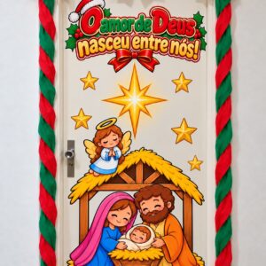 🎄✨ PAINEL DE PORTA – O ANJO E O SALVADOR! 👼❤️